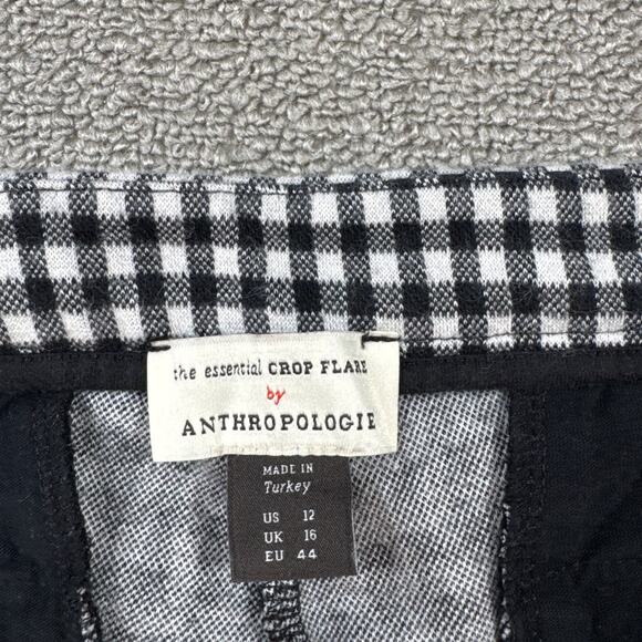 by Anthropologie Trouser Pant Capri The Essential Crop Flare Gingham Check 12 - Picture 8 of 10